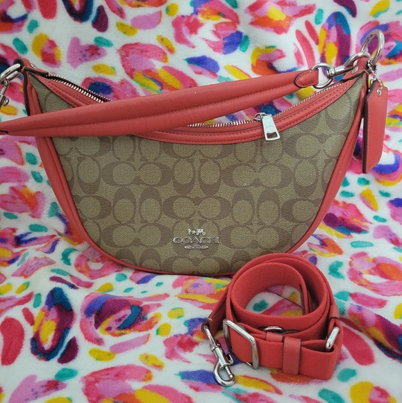 Coach Tan and Red Shoulder Bag - Picture 1 of 1